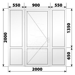 Глухая пластиковая перегородка с дверью 2000×2000 ОА-68143