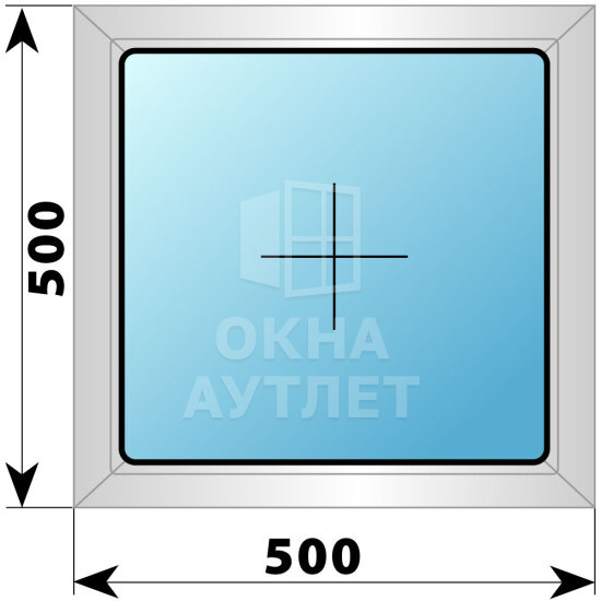 Глухое алюминиевое окно 500×500 ОА-53689