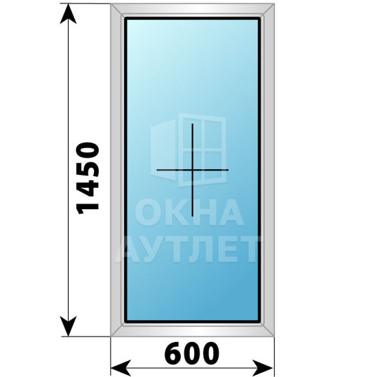 Глухое алюминиевое окно 600×1450 ОА-53309