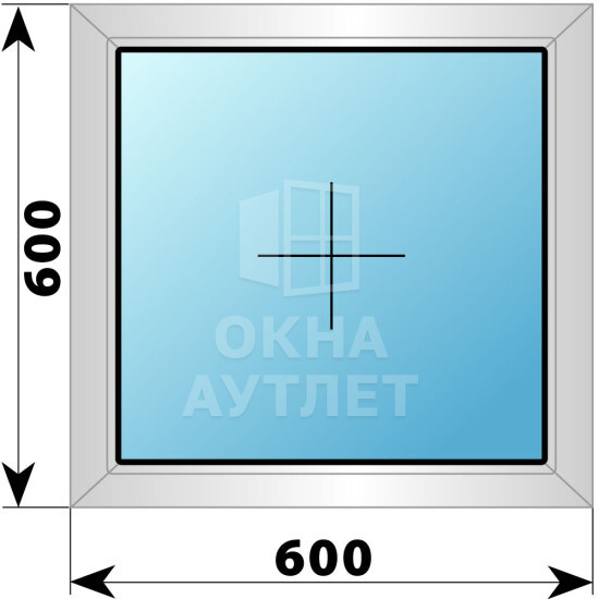 Глухое алюминиевое окно 600×600 ОА-53707