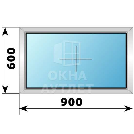 Глухое алюминиевое окно 900×600 ОА-53671