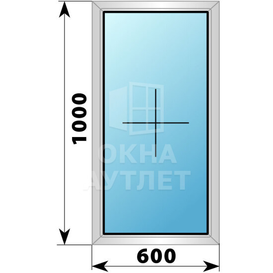 Глухое деревянно-алюминиевое окно 600×1000 ОА-44217