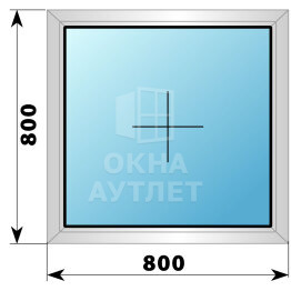 Глухое деревянно-алюминиевое окно 800×800 ОА-44250