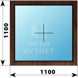 Глухое окно из дуба 1100×1100 ОА-45012