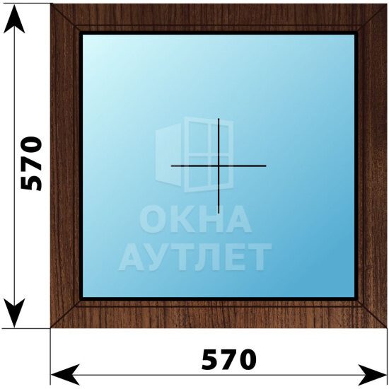 Глухое окно из дуба 570×570 ОА-43869
