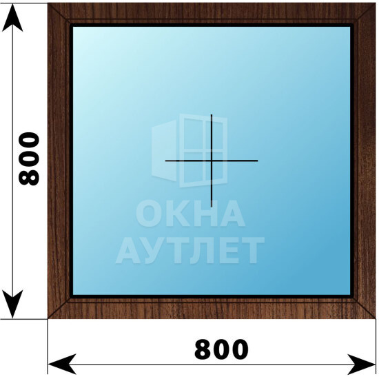 Глухое окно из дуба 800×800 ОА-44328