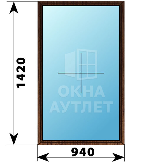 Глухое окно из дуба 940×1420 ОА-43836