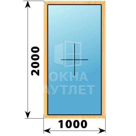 Глухое окно из сосны 1000×2000 ОА-43171