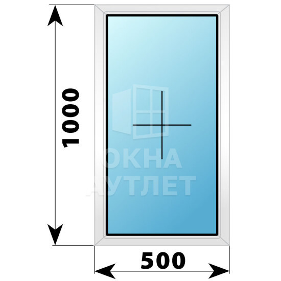 Глухое пластиковое окно 500×1000 ОА-38610