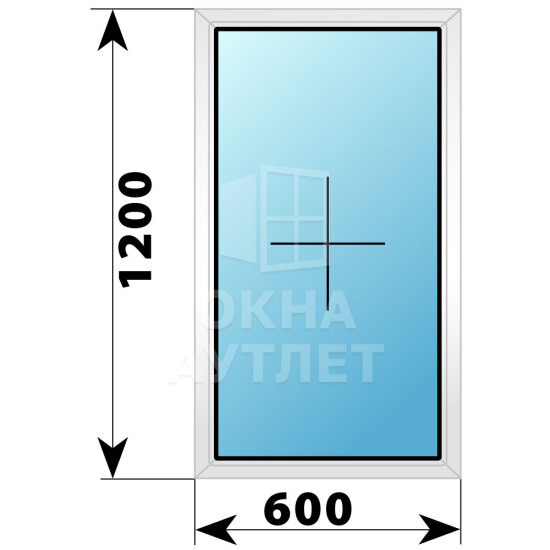 Глухое пластиковое окно 600×1200 ОА-39055
