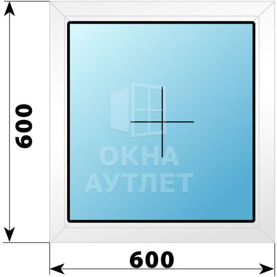 Глухое пластиковое окно 600×600 ОА-38482