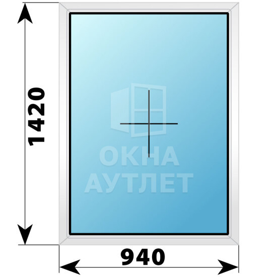 Глухое пластиковое окно 940×1420 ОА-38779