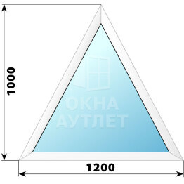Глухое равнобедренное треугольное пластиковое окно 1200×1000 ОА-39487