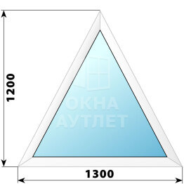 Глухое равнобедренное треугольное пластиковое окно 1300×1200 ОА-39625