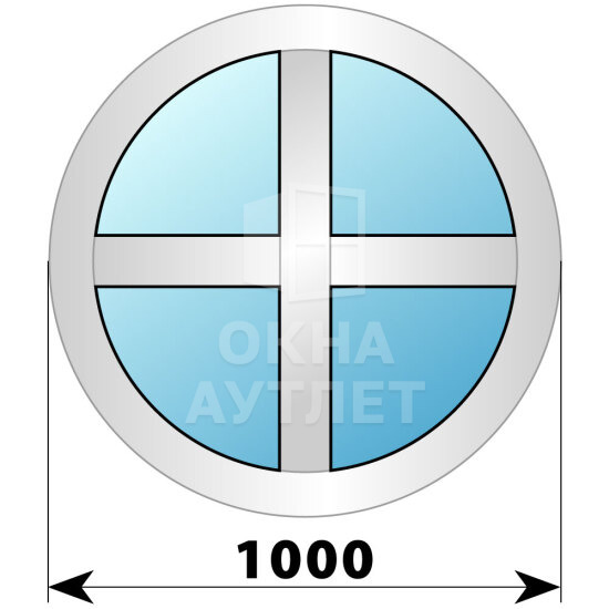 Круглое деревянно-алюминиевое окно с импостами D1000 ОА-47613
