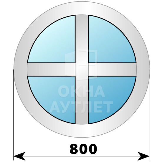 Круглое деревянно-алюминиевое окно с импостами D800 ОА-47025
