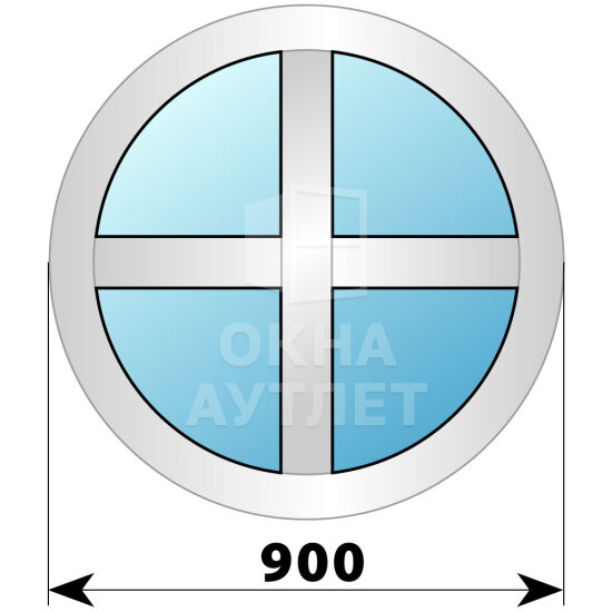 Круглое деревянно-алюминиевое окно с импостами D900 ОА-47331