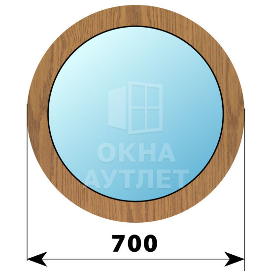 Круглое деревянное глухое окно из лиственницы D700 ОА-45690