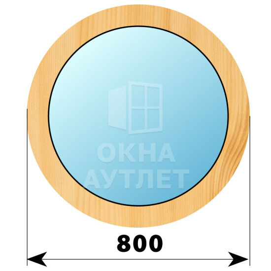 Круглое деревянное глухое окно из сосны D800 ОА-41080