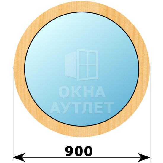 Круглое деревянное глухое окно из сосны D900 ОА-42355