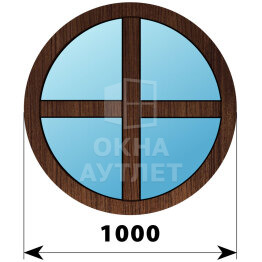 Круглое глухое окно из дуба с импостами D1000 ОА-48375