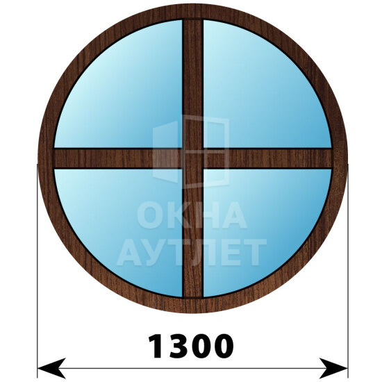 Круглое глухое окно из дуба с импостами D1300 ОА-48845