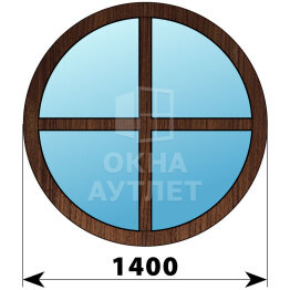 Круглое глухое окно из дуба с импостами D1400 ОА-48950