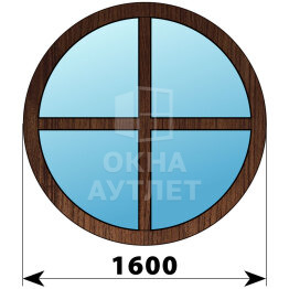 Круглое глухое окно из дуба с импостами D1600 ОА-51452
