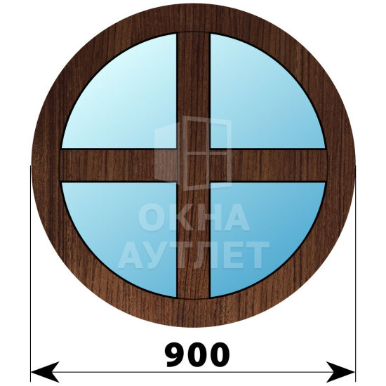 Круглое глухое окно из дуба с импостами D900 ОА-51176