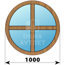 Круглое глухое окно из лиственицы с импостами D1000 ОА-50489