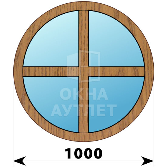 Круглое глухое окно из лиственицы с импостами D1000 ОА-50489