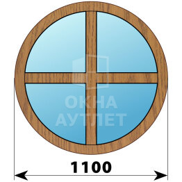 Круглое глухое окно из лиственицы с импостами D1100 ОА-50657