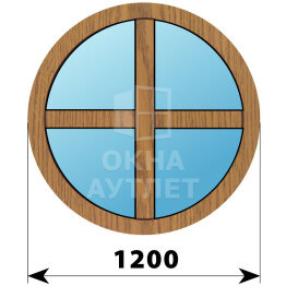 Круглое глухое окно из лиственицы с импостами D1200 ОА-47601