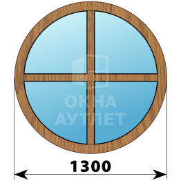 Круглое глухое окно из лиственицы с импостами D1300 ОА-50954