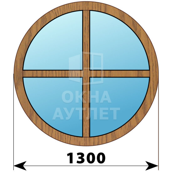 Круглое глухое окно из лиственицы с импостами D1300 ОА-50954