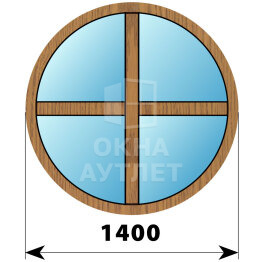 Круглое глухое окно из лиственицы с импостами D1400 ОА-47970