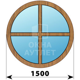 Круглое глухое окно из лиственицы с импостами D1500 ОА-51185