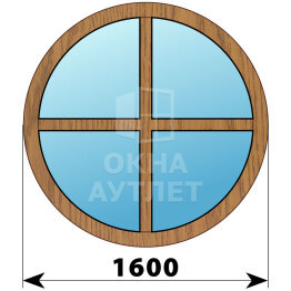 Круглое глухое окно из лиственицы с импостами D1600 ОА-48306