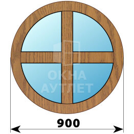 Круглое глухое окно из лиственицы с импостами D900 ОА-50315