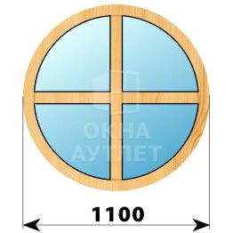 Круглое глухое окно из сосны с импостами D1100 ОА-42772