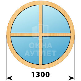 Круглое глухое окно из сосны с импостами D1300 ОА-43590
