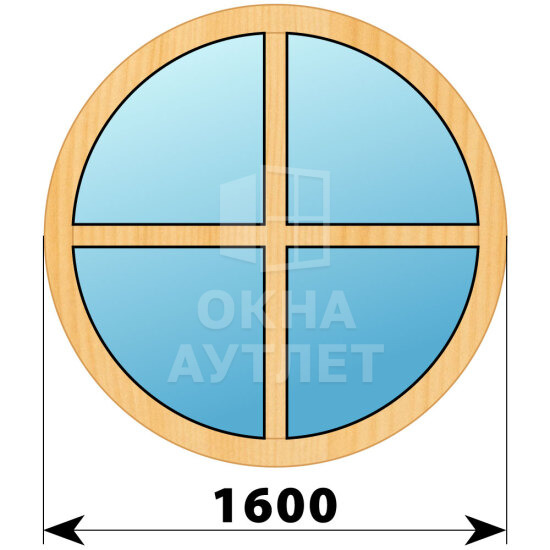 Круглое глухое окно из сосны с импостами D1600 ОА-43662