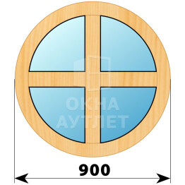 Круглое глухое окно из сосны с импостами D900 ОА-43420