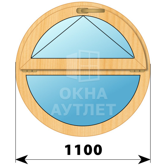 Круглое деревянное откидное окно из сосны D1100 ОА-43653