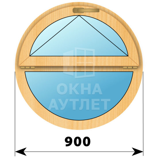 Круглое деревянное откидное окно из сосны D900 ОА-42886