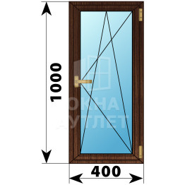 Одностворчатое окно из дуба 400×1000 ПО ОА-35513