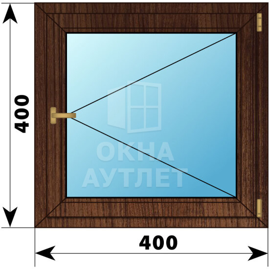Одностворчатое окно из дуба 400×400 П ОА-34652