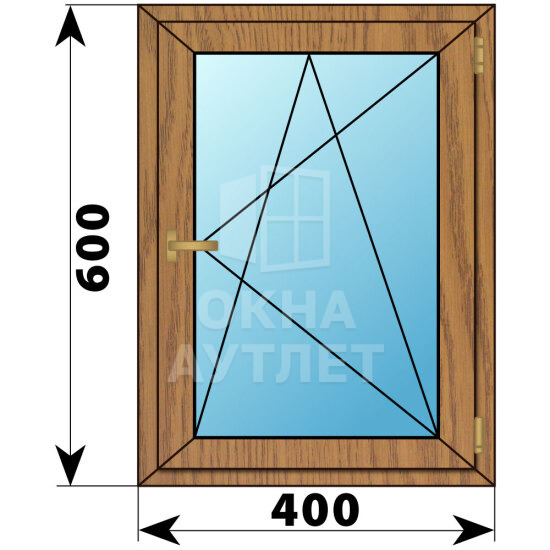 Одностворчатое окно из лиственницы 400×600 ПО ОА-34745