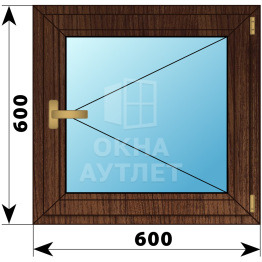 Одностворчатое окно из дуба 600×600 П ОА-34964