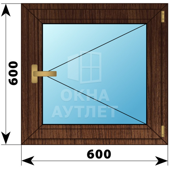 Одностворчатое окно из дуба 600×600 П ОА-34964